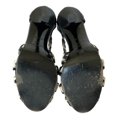 BALENCIAGA Black & White Morocco Leather Sandals Nicolas Ghesquiere 2008, Size 36.5