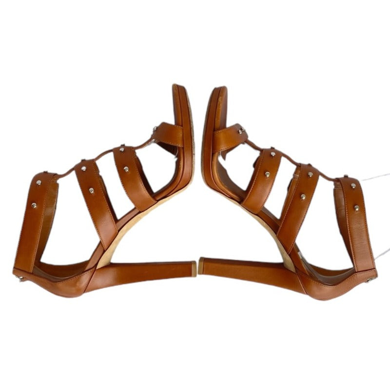 GUCCI Brown Leather, Studded, Strappy Gladiator Heeled Sandals, Size 39.5