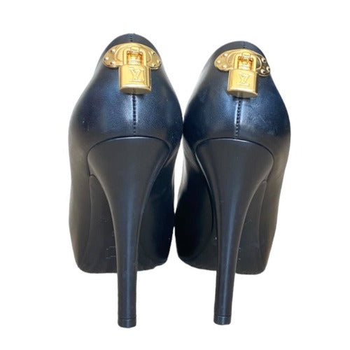 LOUIS VUITTON Black Smooth Calfskin Leather Oh Really! Peep Toe Pumps, Size 39
