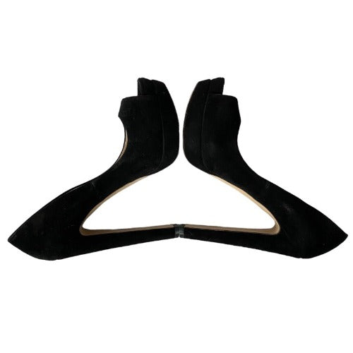 MIU MIU Black Suede Platform Peep Toe Pumps, Size 39