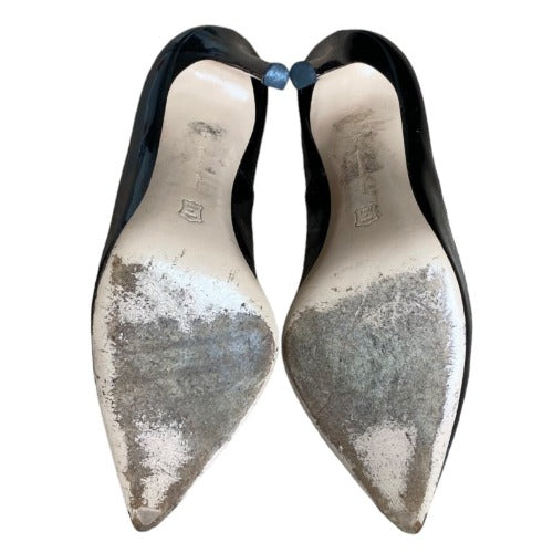 NEW GIANVITO ROSSI Black Suede Python Trimmed Pointed Toe Pumps, Size 39