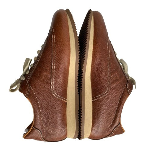 NEW HERMES Brown Leather Quick Lace Up Sneakers Size 41