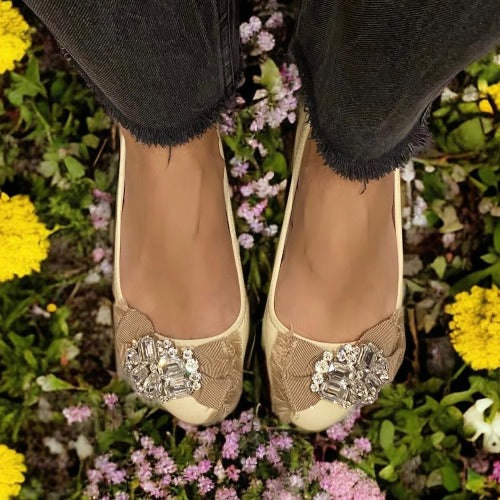 MIU MIU Ivory Patent Leather w Ribbon & Swarovski Crystals Ballerina Flats, 36.5