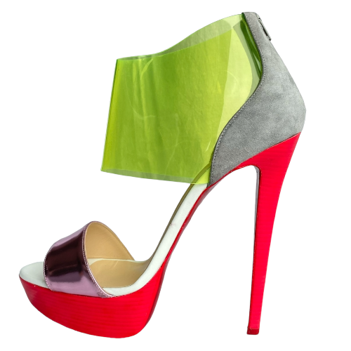 CHRISTIAN LOUBOUTIN Multicolor Leather and PVC Dufoura Platform Sandals, 39.5