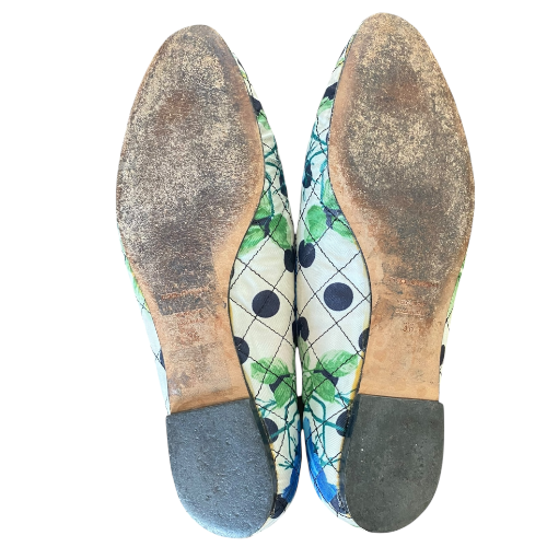 DOLCE & GABBANA Multicolor Floral & Polka Dot Fabric Ballet Flats, Size 36