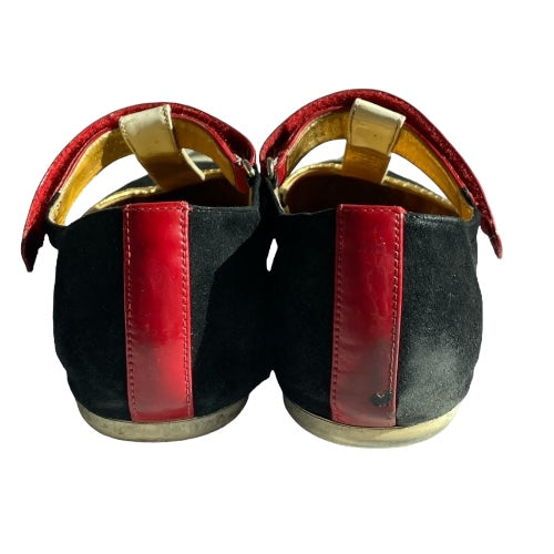 PRADA Multicolor Suede and Patent Pointed Toe Ballet Flats, Size 38