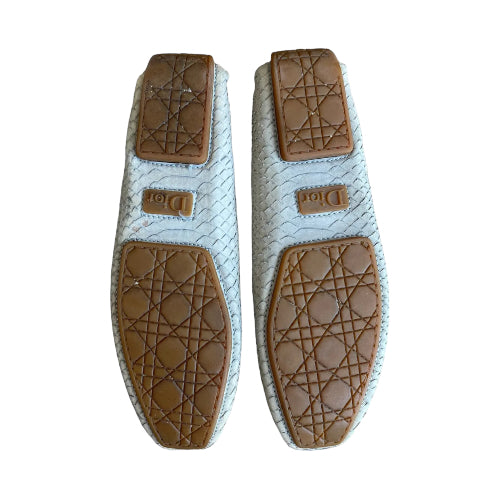 CHRISTIAN DIOR Cream & Purple Python Leather CD Logo Loafers, Size 40