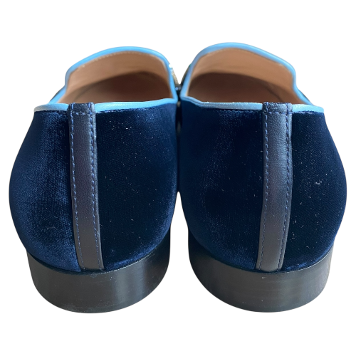 GIANVITO ROSSI x Mary Katrantzou Navy Velvet Scott Fish Embroidered Loafers, 37