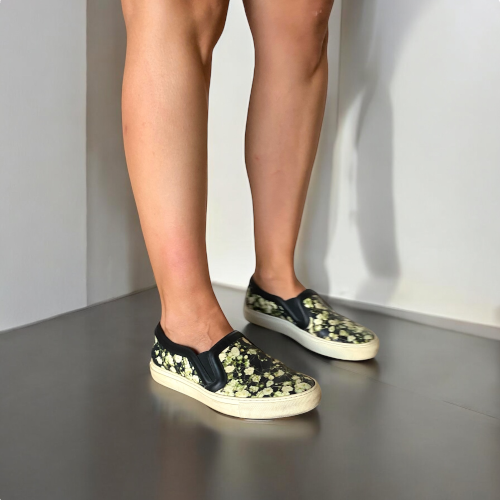 GIVENCHY Multicolor Floral Print Leather Slip On Sneakers, Size 41
