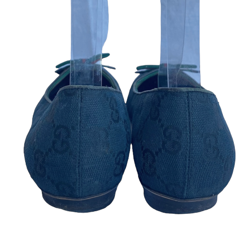 GUCCI Black Guccissima Canvas Bow Detail Ballet Flats, Size 36 C