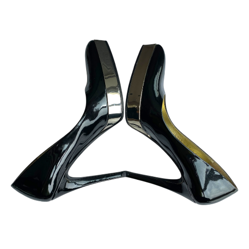 GUCCI Black Patent Leather Mirror Platform Pointed Toe Pumps, Size 36.5 C