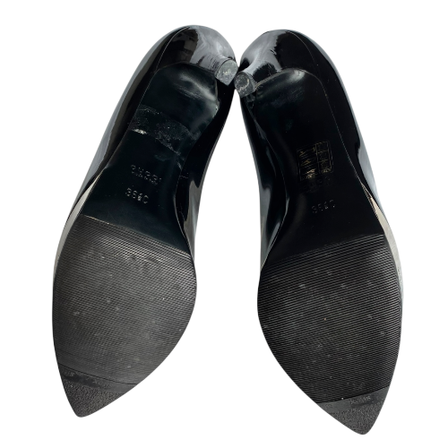 GUCCI Black Patent Leather Mirror Platform Pointed Toe Pumps, Size 36.5 C