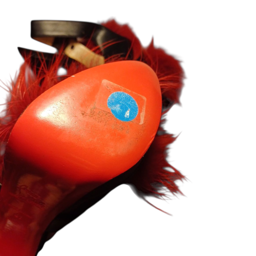 CHRISTIAN LOUBOUTIN Black Leather & Splash Fur Peep Toe Platform Pumps, Size 41