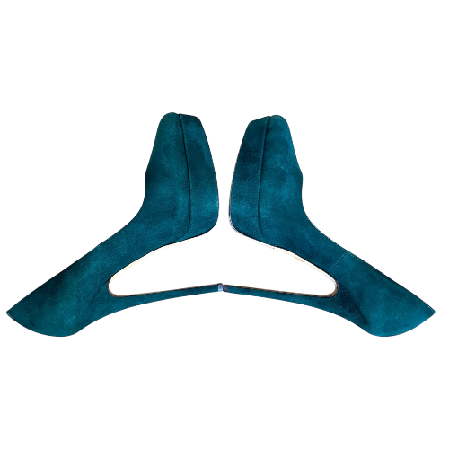 JIMMY CHOO Dark Green Suede Platform Pumps, Size 39