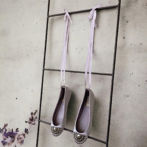 JIMMY CHOO Grace Lavender Satin Ballerina Flats, Size 37.5