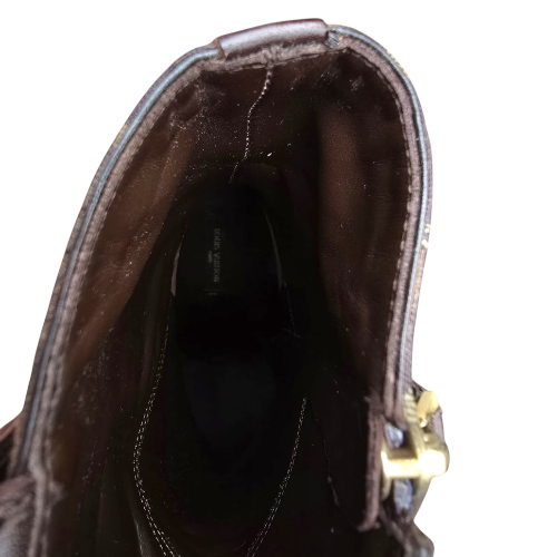 NEW LOUIS VUITTON Brown Leather Mini Lin Jodie Monogram Ankle Boots, Size 40