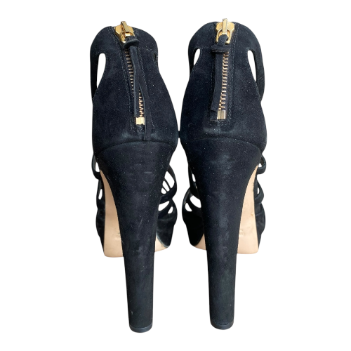 MIU MIU Black Suede Strappy Open Toe High Heel Sandals, Size 39