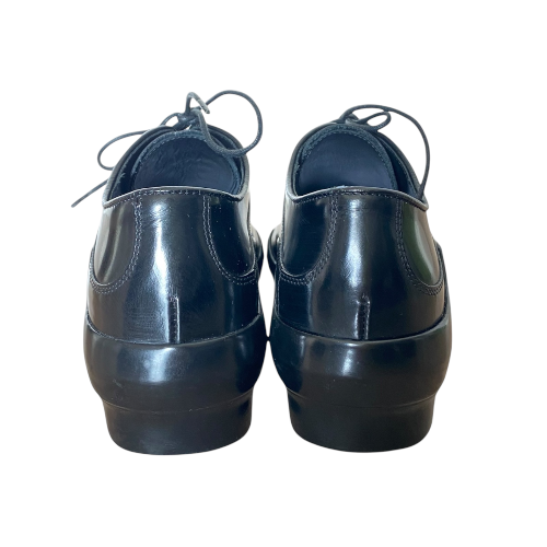 PRADA Black Shiny Leather Full Brogue Oxford, Size 36