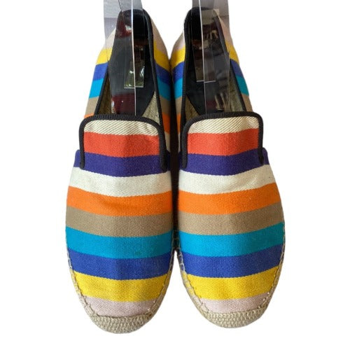 CELINE Phoebe Philo Multicolor Striped Canvas Espadrille Flats, Size 40