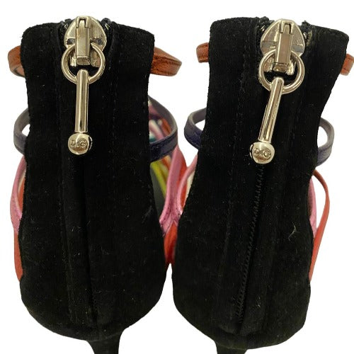 NEW DOLCE&GABBANA Metallic Rainbow Color Leather Strappy Heeled Sandals, 36.5