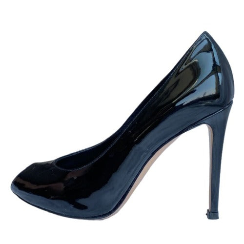 GIANVITO ROSSI Black Patent Leather Peep Toe Pumps, Size 35