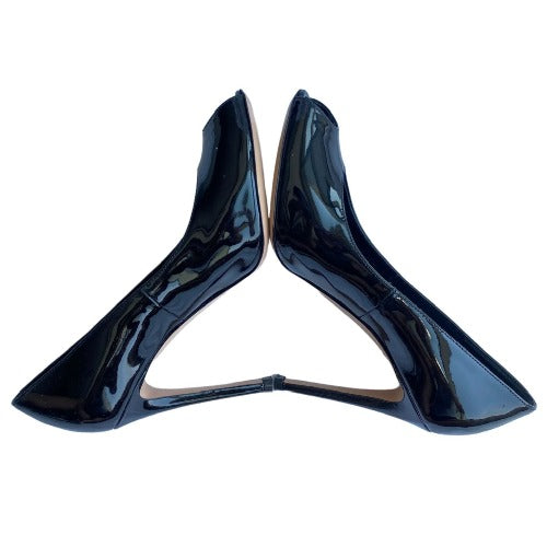 GIANVITO ROSSI Black Patent Leather Peep Toe Pumps, Size 35