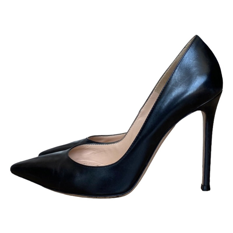 GIANVITO ROSSI Black  Leather Tassel Stiletto Heel Pointed Toe Pumps, Size 38