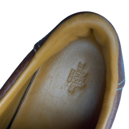 NEW HERMES Brown Leather Quick Lace Up Sneakers Size 41