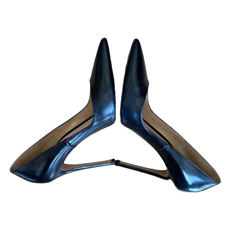 GIANVITO ROSSI Black  Leather Tassel Stiletto Heel Pointed Toe Pumps, Size 38