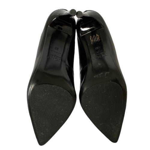NEW TOGA PULLA Black Leather, Silver Buckle Pointed Toe High Heel Pumps, Size 36