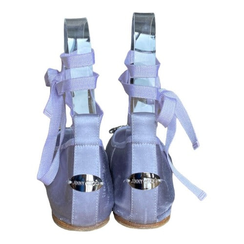 JIMMY CHOO Grace Lavender Satin Ballerina Flats, Size 37.5
