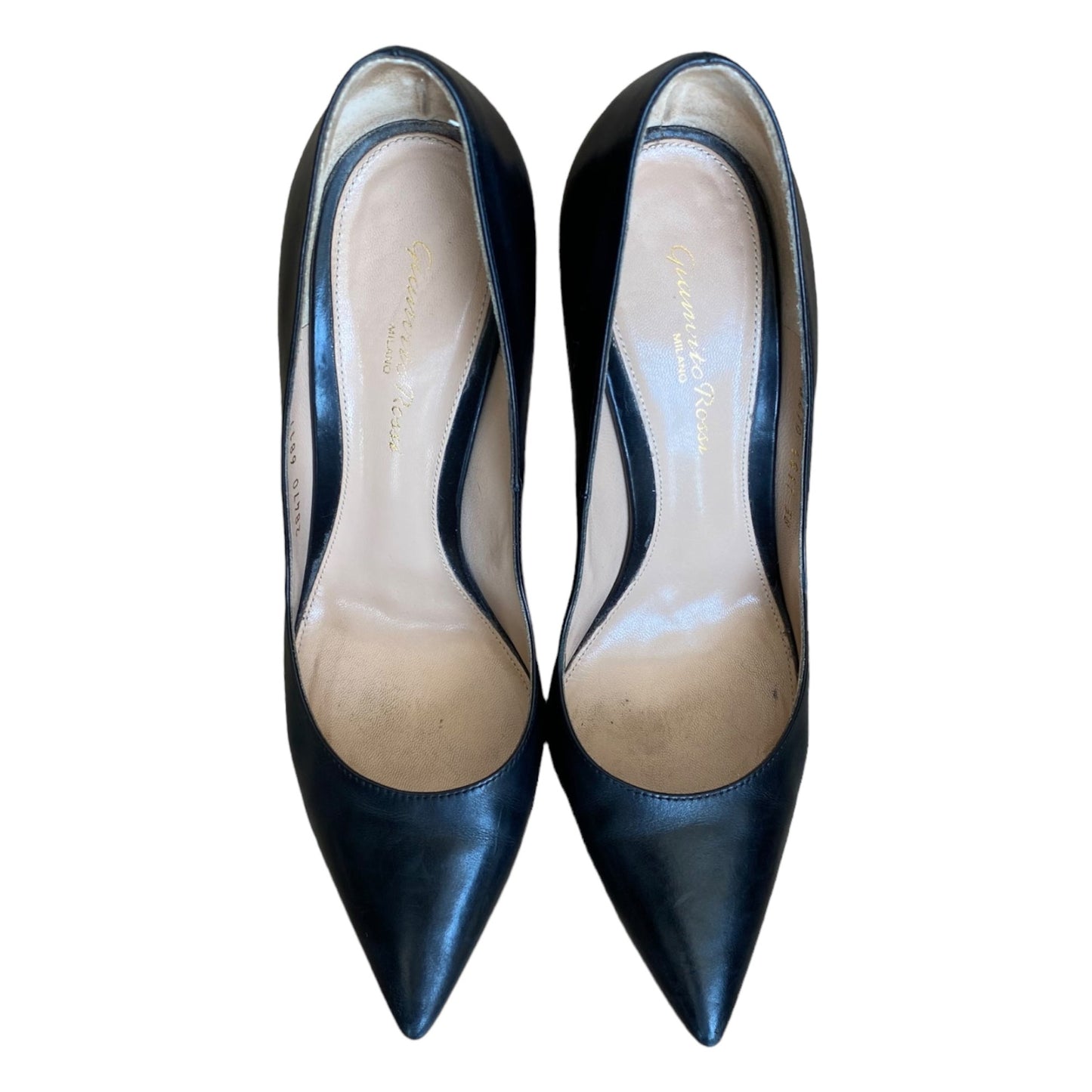 GIANVITO ROSSI Black  Leather Tassel Stiletto Heel Pointed Toe Pumps, Size 38