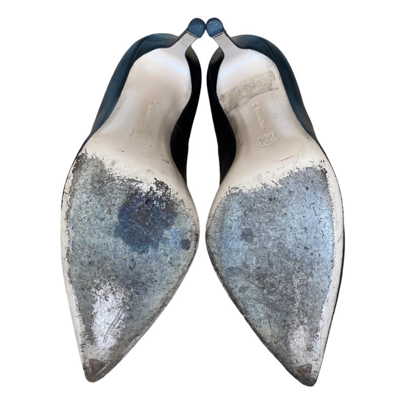 GIANVITO ROSSI Black  Leather Tassel Stiletto Heel Pointed Toe Pumps, Size 38