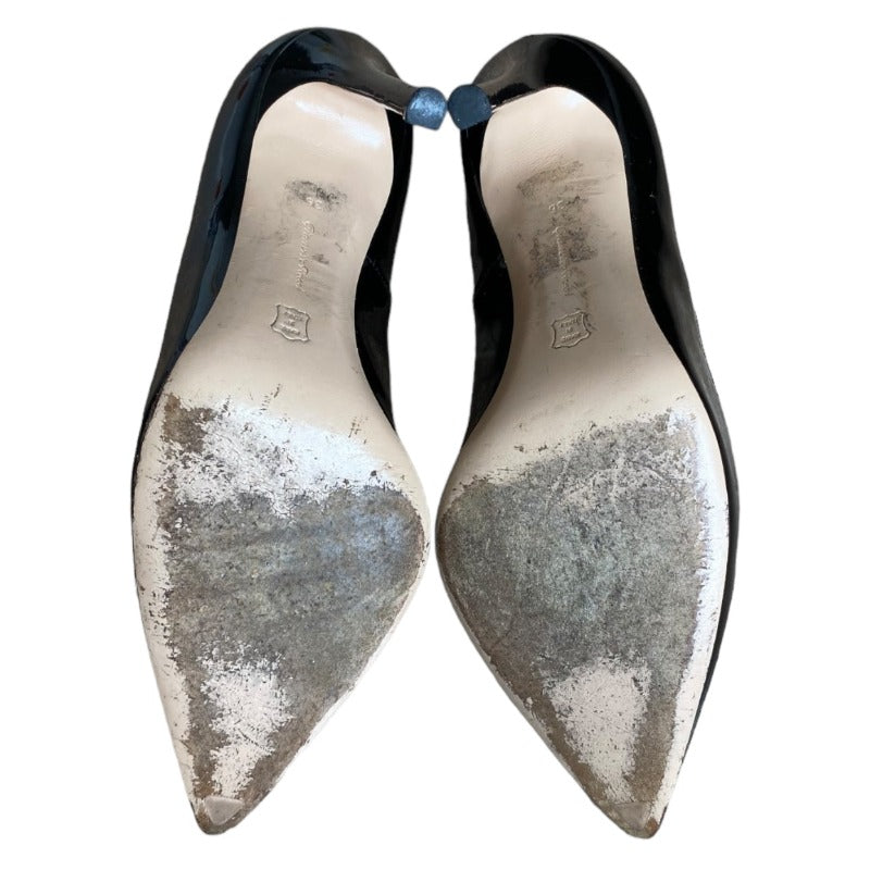 GIANVITO ROSSI Black Patent Leather Pointed Toe Stiletto Heel Pumps, Size 36