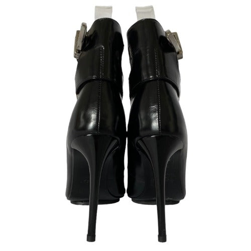 NEW TOGA PULLA Black Leather, Silver Buckle Pointed Toe High Heel Pumps, Size 36
